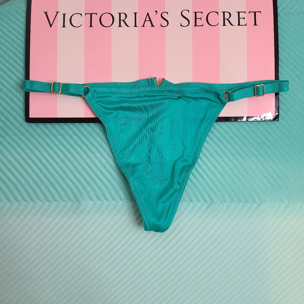 VS Silky V-hardware Adjustable Strap V-string Thong Panty - Aqua Sea